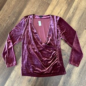 NWT Talbots velvet blouse woman size PXL burgundy perfect for the holidays